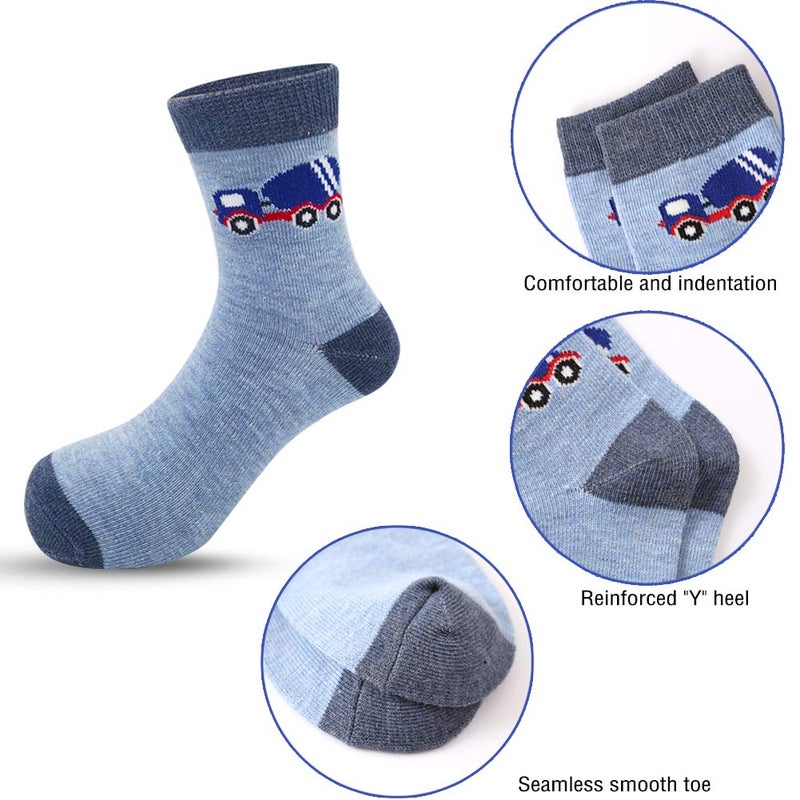 Zumou Toddler Kids Little Boys Fashion Cotton Crew Socks 10 Pack (L 5-7 Years, Automobile) - Image 4